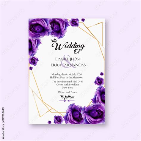 Purple Wedding Invitation Templates PSD Design .